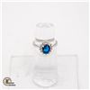 Image 1 : #377-LADY DIANNA STYLE RING WITH 6 X 8 MM BLUE