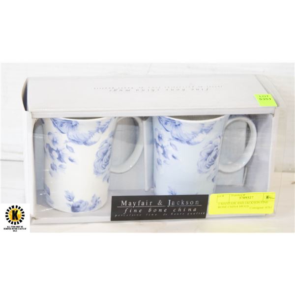 2 MAYFAIR AND JACKSON FINE BONE CHINA MUGS