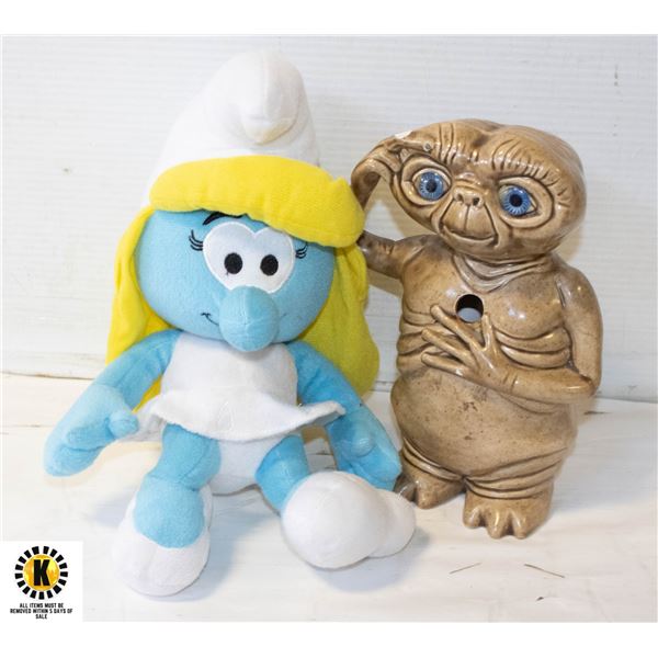 1980S ET LAMP BODY AND SMURFETTE DOLL