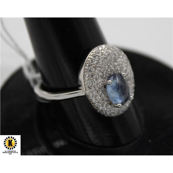 # 64-HEATED BLUE SAPPHIRE & CZ RING SIZE 9