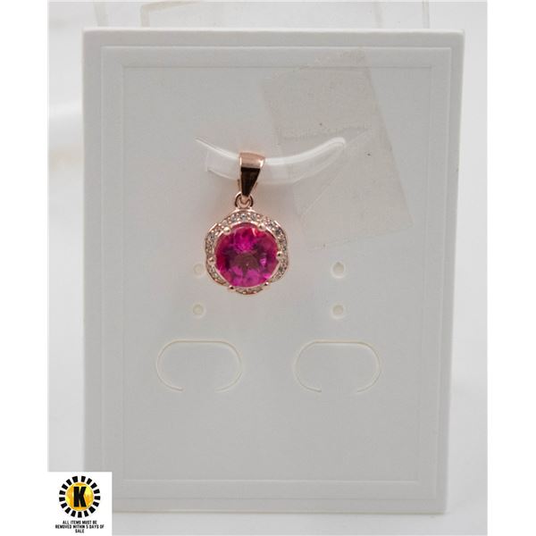 #10-PINK TOPAZ & CZ  PENDANT