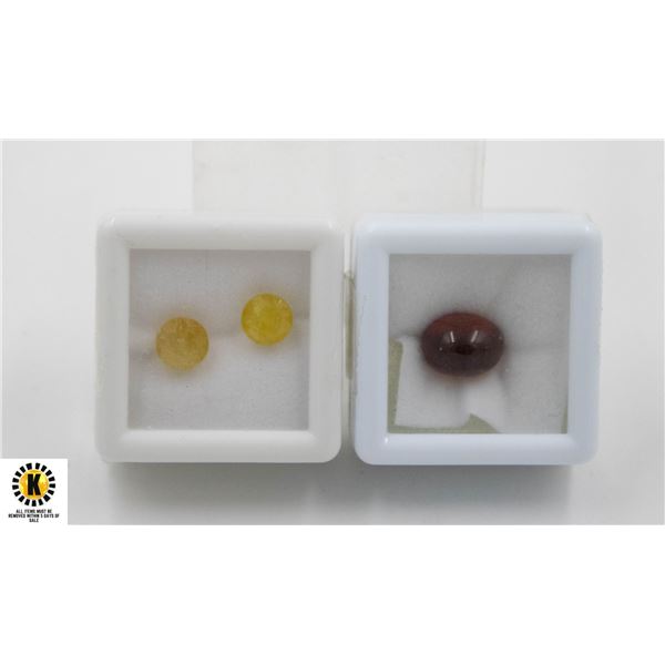 #101-UNHEATED GARNET 5.10CT& YELLOW SAPPHIRE 4.05C