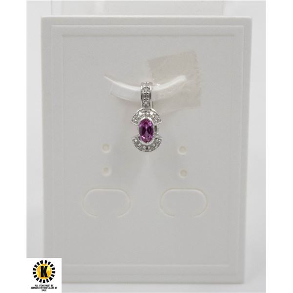 #32-HEATED PINK SAPPHIRE & CZ PENDANT