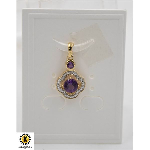 #42-UNHEATED AMETHYST & CZ PENDANT