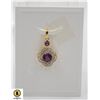 #42-UNHEATED AMETHYST & CZ PENDANT