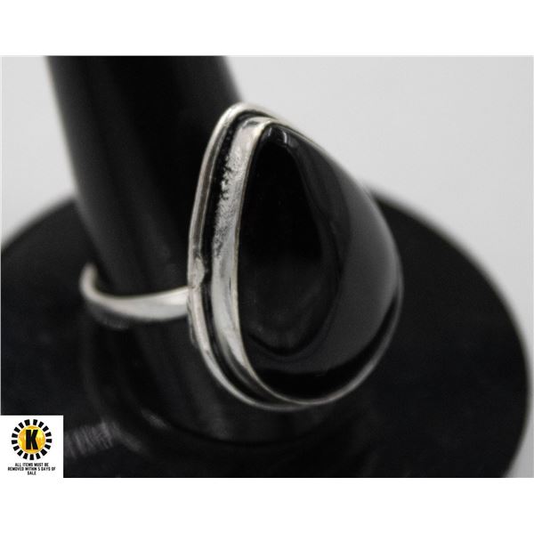 #23-NATURAL BLACK ONYX RING SIZE 7.75