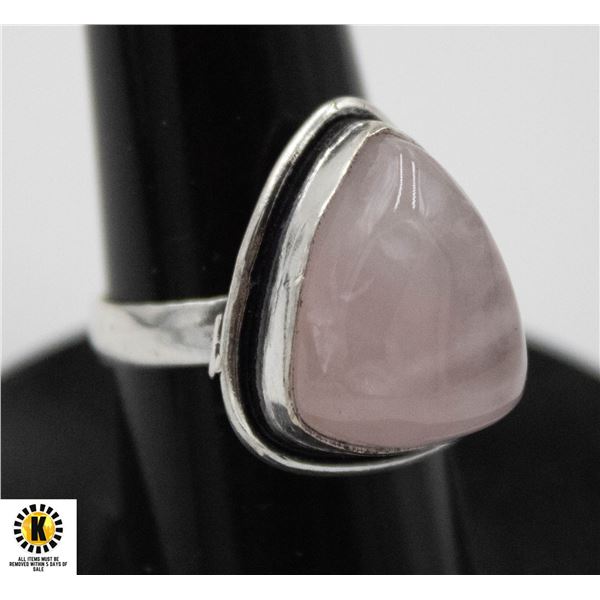 #27-NATURAL PINK ROSE QUARTZ RING SIZE 6.5