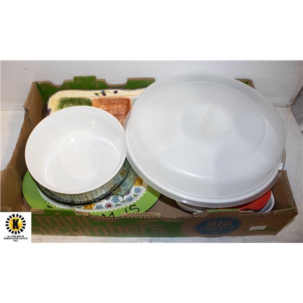 PACKAGE OF SERVING PLATTERS AND BACKING DISHES