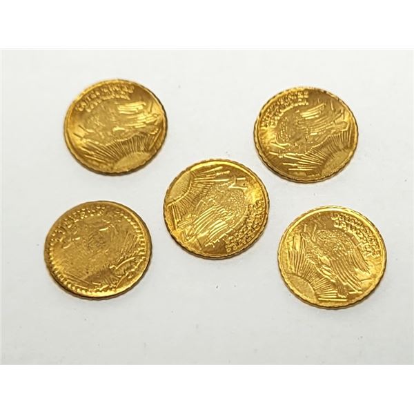 11)  LOT OF 5 MINI GOLD PLATED MAXIMILLION COINS.