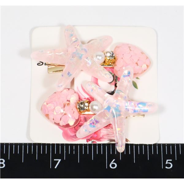 NEW PINK STARFISH ALLIGATOR CLIP HAIR ACCESSORIES