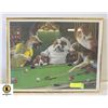 Image 1 : VINTAGE DOGS PLAYING POOL WALL DISPLAY