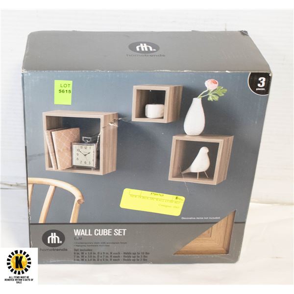 NEW IN BOX 3PC WALL CUBE SET