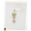 #76-UNHEATED CITRINE ,PERIDOT & CZ PENDANT