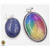 Image 1 : #74-NATURAL RAINBOW SOLAR QZ LAPIZ LAZULI  PENDANT