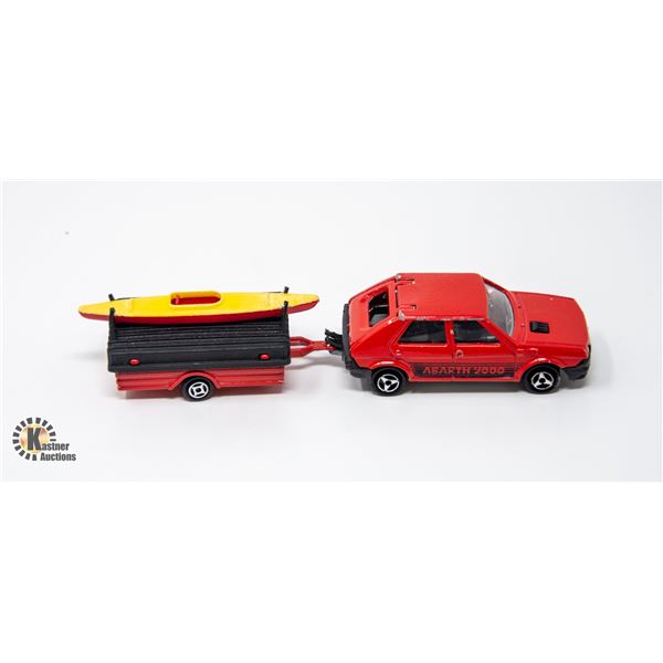 MAJORETTE FIAT RITMO WITH CAMPER TRAILER & KAYAK