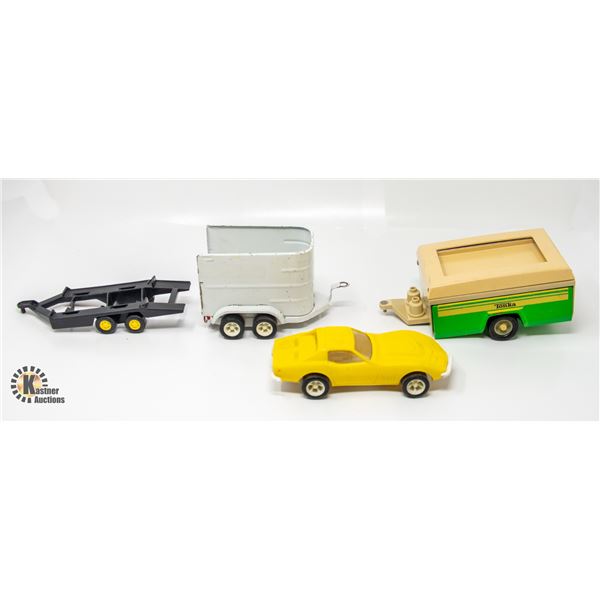 VINTAGE TONKA LOT OF MIXED TRAILERS AND PLASTIC