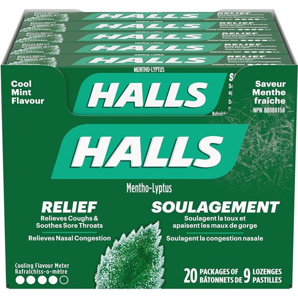 CASE OF 20 PACKS WITH HALLS COOL MINT FLAVOUR