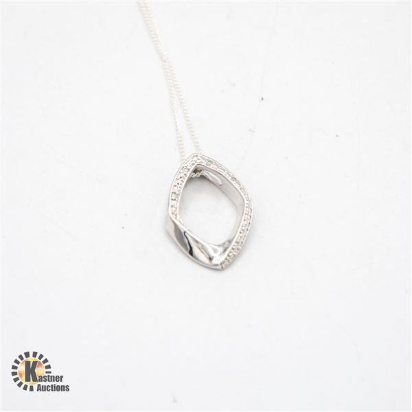 DIAMOND & SILVER PENDANT ON 45 CM