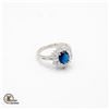 Image 1 : 7X9 OVAL BLUE CUBIC ZIRCONIA WITH TAPERED BAGUETTE