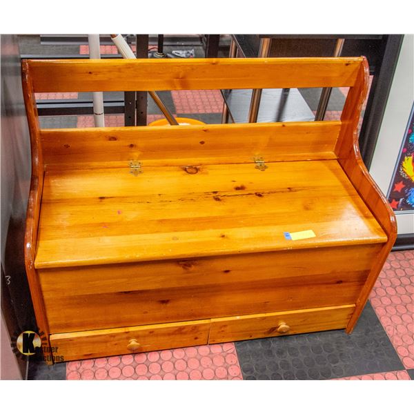 SOLID WOOD ENTRY BENCH WITH STORAGE + 2 DRAWERS