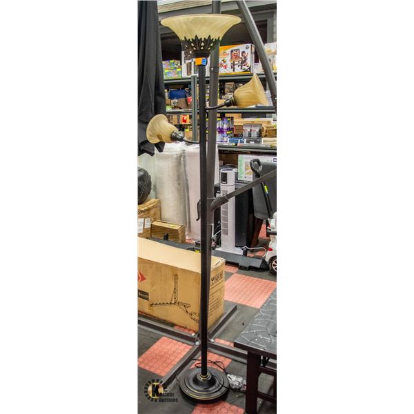 NEWLY ASSEMBLED 3 HEAD METAL FLOOR LAMP W/ GLASS