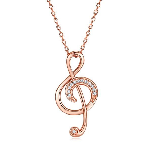 MUSIC NOTE 925 SILVER ROSE GOLD PLATED MOISSANITE