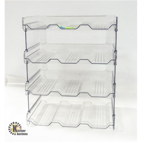 NEWLY ASSEMBLED 4 TIER CLEAR STACKABLE WATER