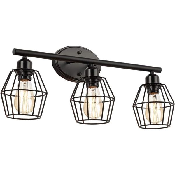 NEW 3 LIGHT INDUSTRIAL BATHROOM FIXTURE