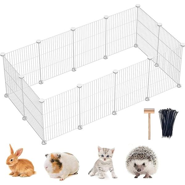 NEW PET PLAYPEN SMALL ANIMAL CAGE DIY WHITE METAL