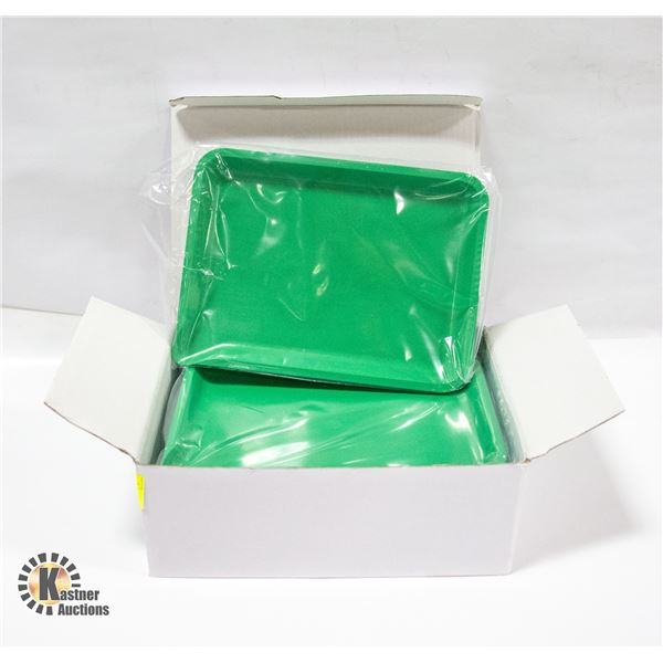 CASE OF 12 GREEN COLORED ROLLING TRAYS