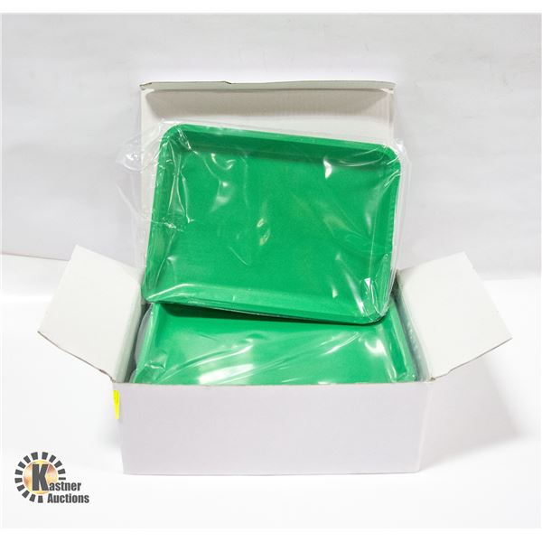 CASE OF 12 GREEN COLORED ROLLING TRAYS