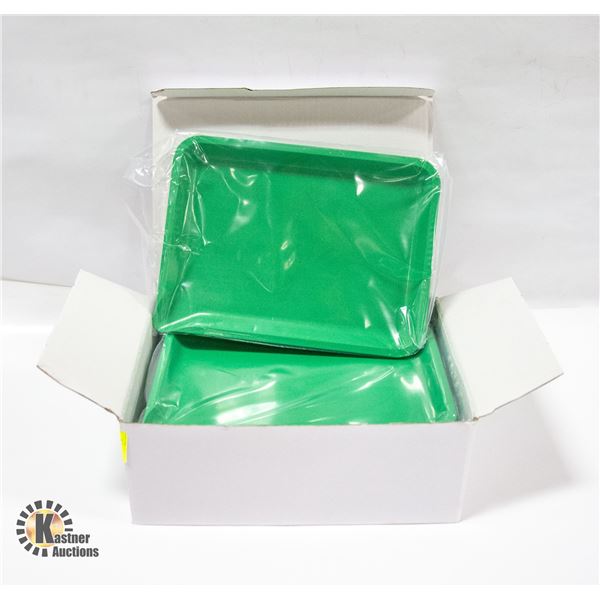 CASE OF 12 GREEN COLORED ROLLING TRAYS