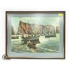 FRAMED EAST COAST FISHING SCENE PRINT 25.5 X 31.5"