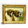 Image 1 : VINTAGE FRAMED SAINT BERNARD PAINTING 20.25" X