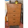 WOOD VENEER TALL BOY DRESSER 25" X 16" X 45"