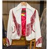 VINTAGE LEATHER RANCH WHITE LEATHER FRINGE COAT