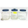 Image 1 : SET OF THREE LIDDED GLASS JARS