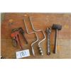 Image 1 : Hand drills, pipe wrenches, adjustable wrench & mallet