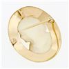 Image 4 : Vintage Retro 14K Rosy Yellow Gold Carved White Shell Fluted Pin Brooch Pendant