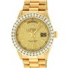 Image 2 : Rolex Mens Quickset 18K Yellow Gold Champagne Index 3 Carat Diamond Bezel Presid