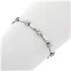 Image 1 : 18K White Gold 7" 1.50 ctw Floral Diamond Cluster & Marquise Bar Link Bracelet