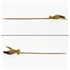 Image 5 : Rare Antique Art Nouveau 18K Gold Ruby Enamel LARGE Detailed Pheasant Stick Pin