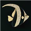 Image 2 : Vintage British 18K Gold 3.42 ctw Diamond & Enamel Moorish Idol Fish Brooch Pin