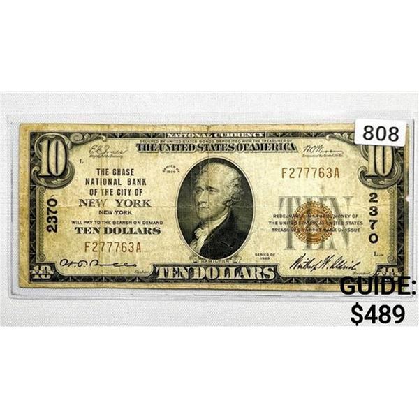 1929 $10 New York NY NB Note CGA VF 30