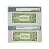 Image 2 : (2) 1935 E $1 Silver Cert.'s PMG GEM UNC 64-65