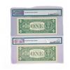 Image 2 : (2) 1957 $1 Silver Cert.'s PMG GEM UNC 66