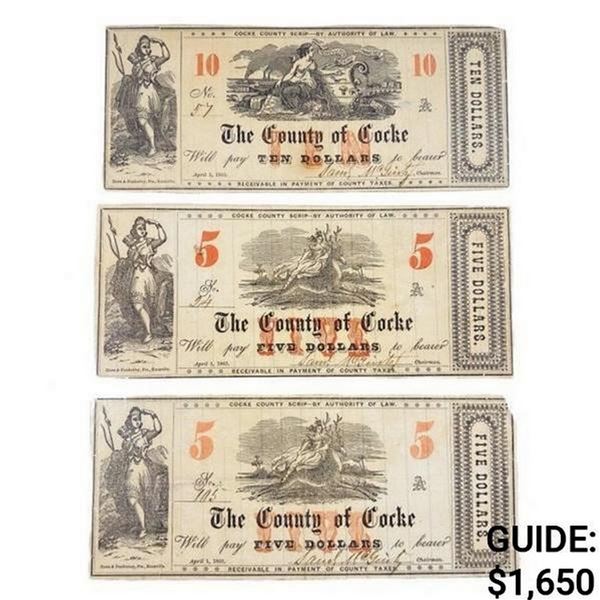 1863 Clark County Legal Tender $5 & $10 Notes (3 I