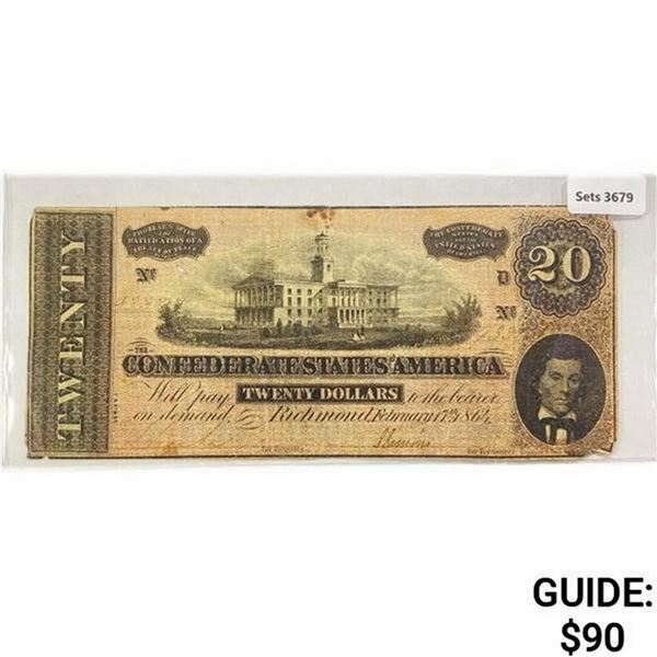 1864 LG $20 Confederate Note