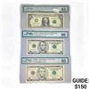 Image 1 : (3) 1999-2001 $1 & $5 Fed Reserve Notes PMG