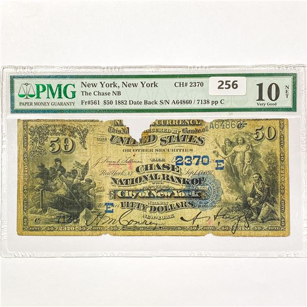 1882 US NY Bank $50 Fed Res Note PMG VG10